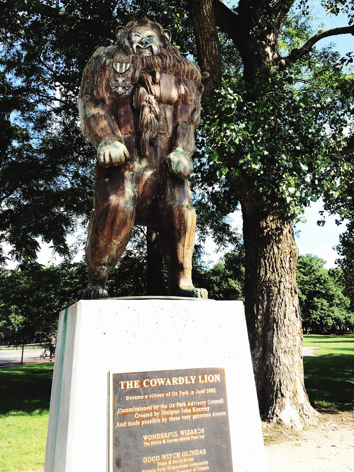 The Cowardly Lion  statue at Oz Park in Chicago, Illinois - a Wizard of Oz themed Park.