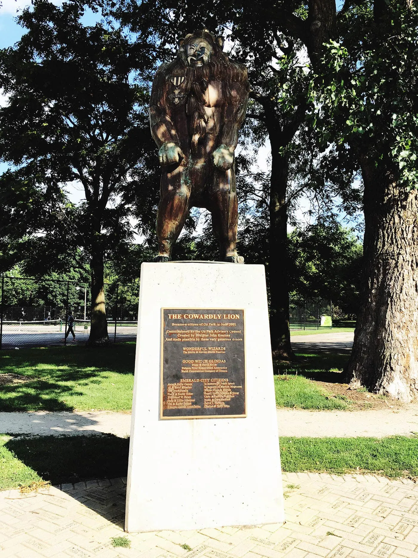 The Cowardly Lion  statue at Oz Park in Chicago, Illinois - a Wizard of Oz themed Park.