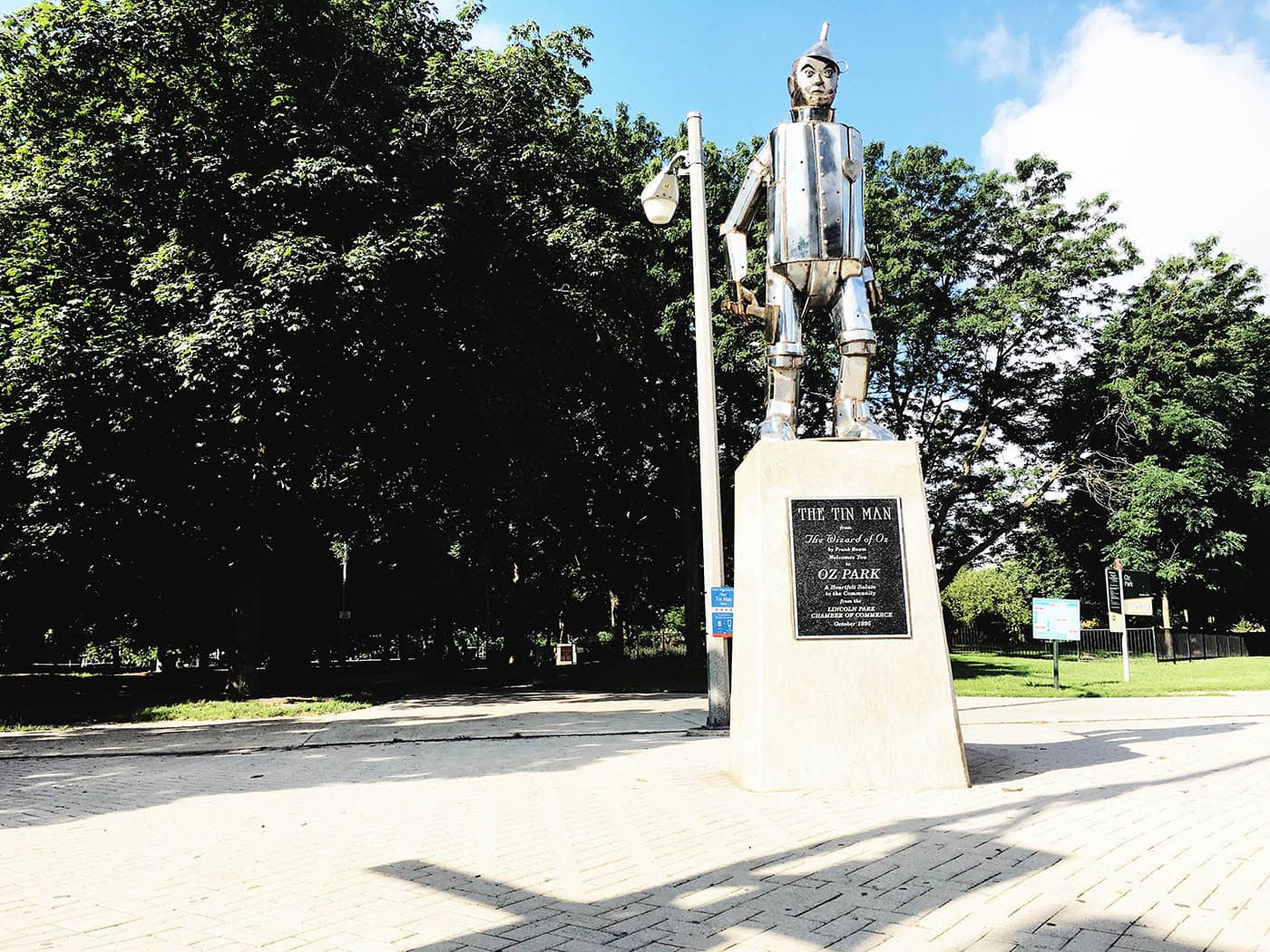 The Tin Man statue at Oz Park in Chicago, Illinois - a Wizard of Oz themed Park.