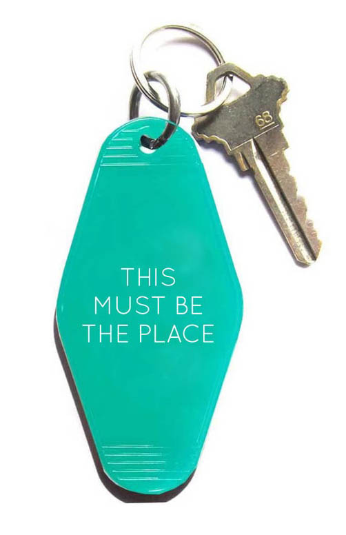 This Must Be The Place Hotel Key Tag by Three Potato Four | 50 Best Road Trip Gift Ideas for Road Trip Travelers