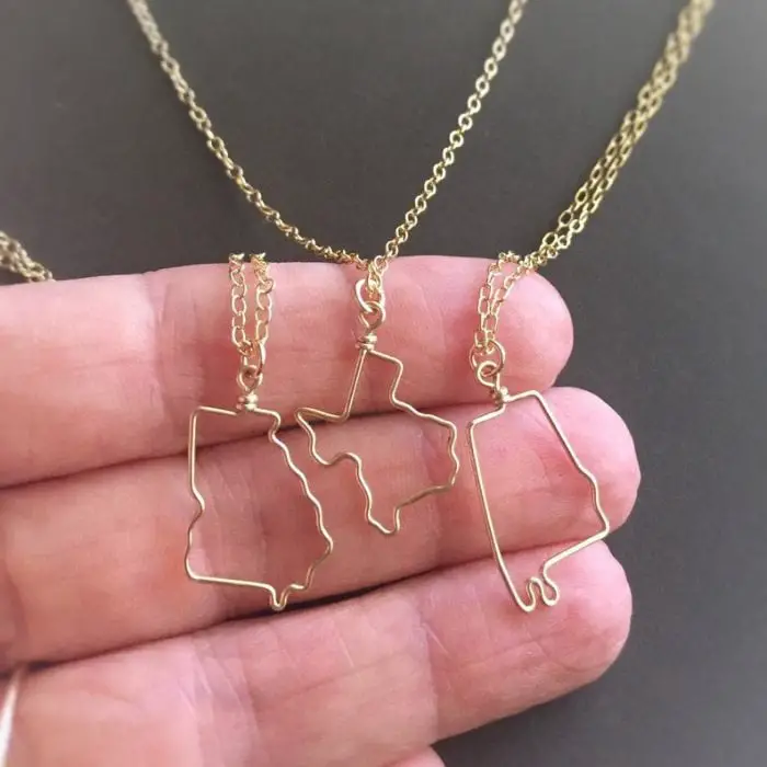 Home State Necklace by The Folk | 50 Best Road Trip Gift Ideas for Road Trip Travelers