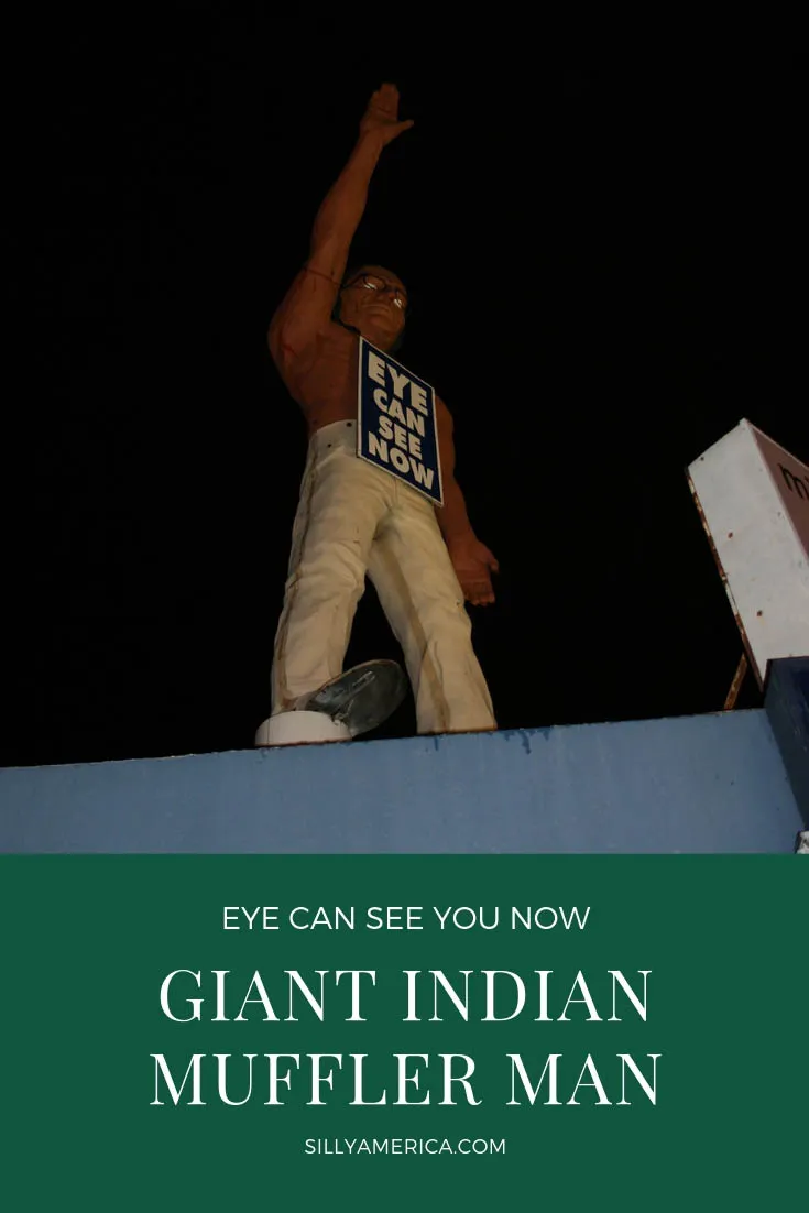 Giant "Eye Can See You Now" Indian Muffler Man (Eye Care Indian) on top of Midwest Eye Clinic in Chicago, Illinois was featured Wayne's World. Visit this weird roadside attraction on a Chicago road trip or vacation. Add it to your travel bucket lists and itineraries.
#IllinoisRoadsideAttractions #IllinoisRoadsideAttraction #RoadsideAttractions #RoadsideAttraction #RoadTrip #IllinoisRoadTrip #IllinoisRoadTripItinerary #IllinoisRoadTripTravel #WeirdRoadsideAttractions #RoadTripStops
