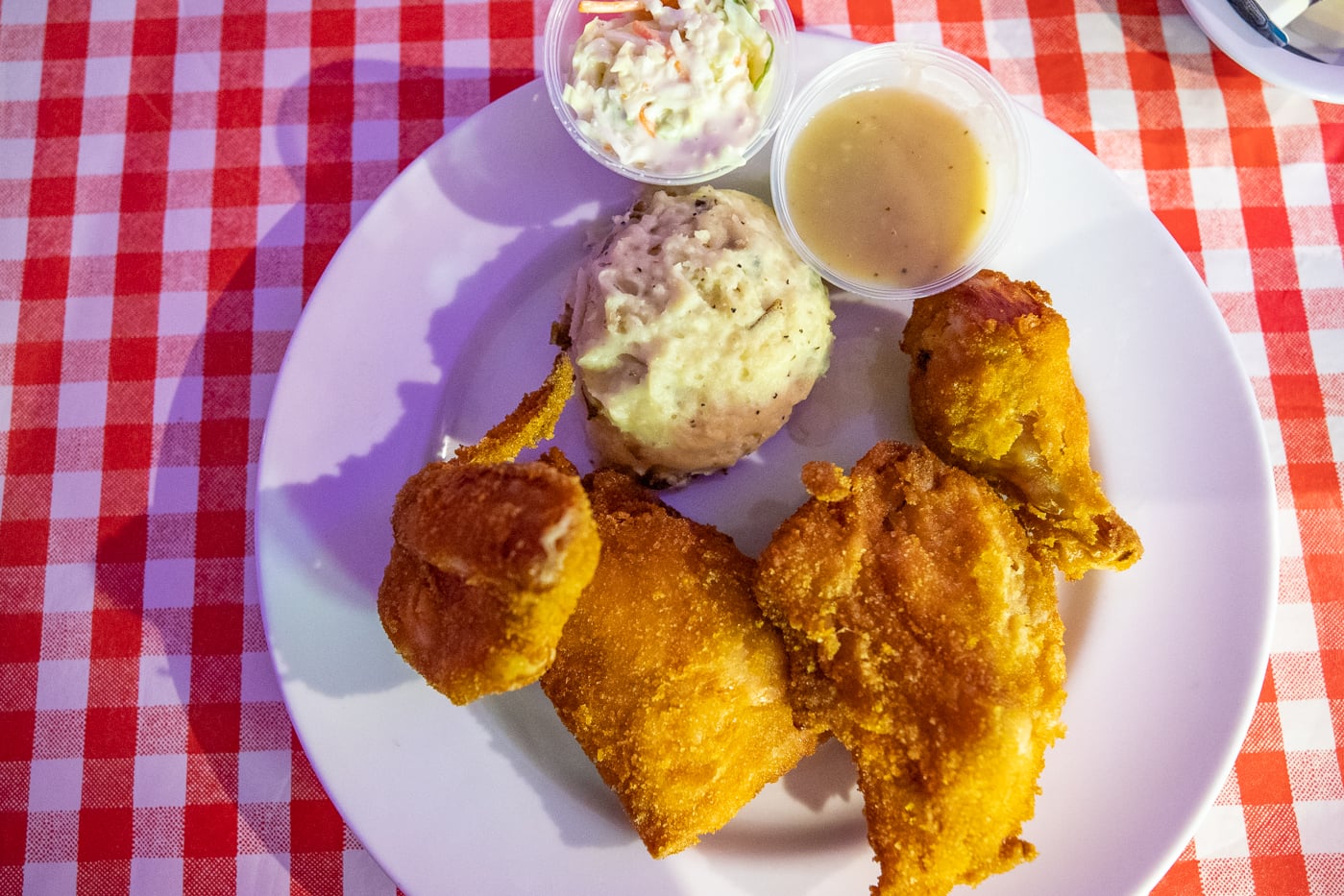 Fried chicken dinner at Dell Rhea's Chicken Basket a Route 66 restaurant in Illinois.