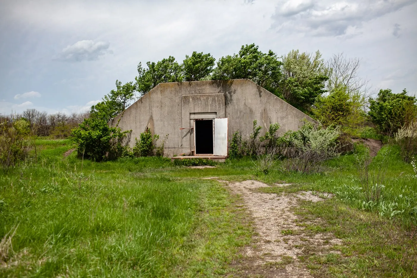 Army bunker at Midewin National Tallgrass Prairie in Wilmington, Illinois. See Bison in Illinois.