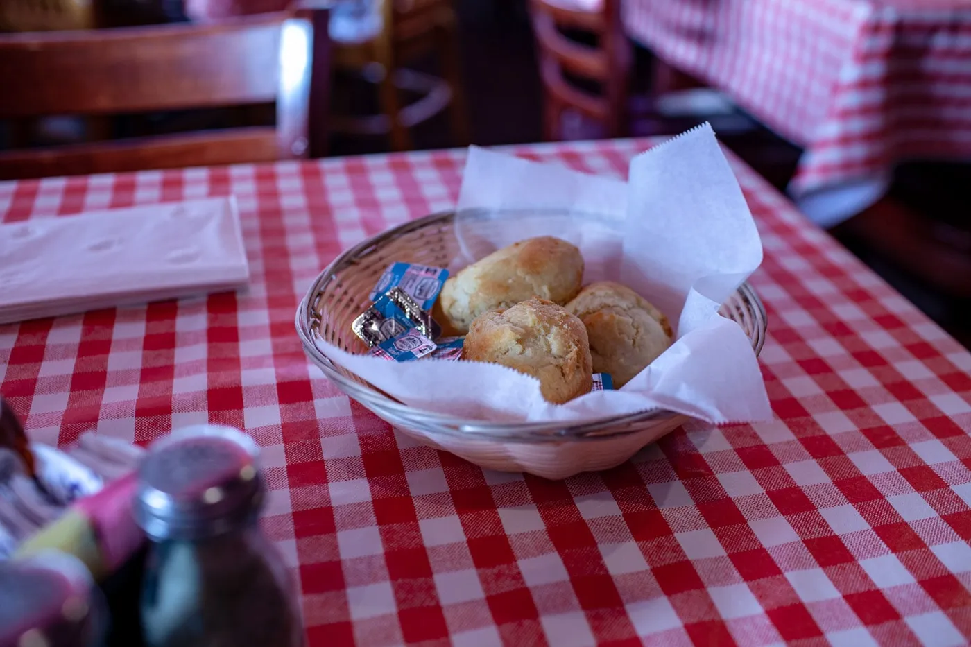 Biscuits at Dell Rhea's Chicken Basket restaurant on Route 66 in Illinois.