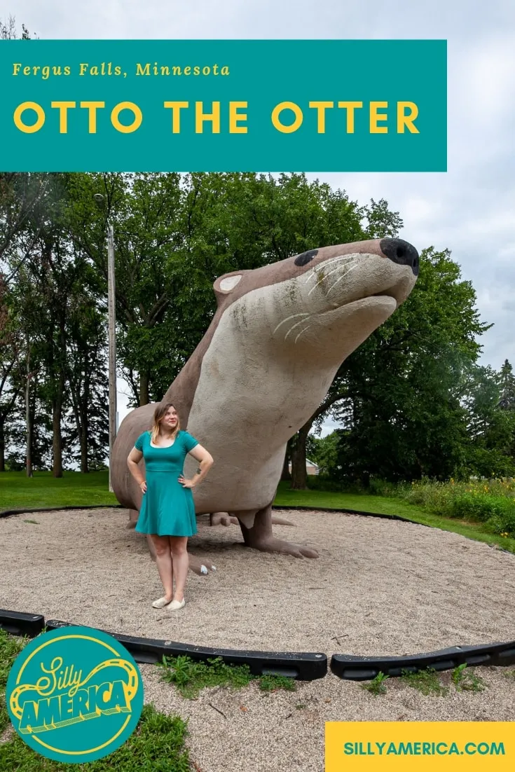 Have you met my significant otter? This is Otto the Otter, a Minnesota roadside attraction who lives at Grotto Park in Fergus Falls, Minnesota. Add this big animal to your list of things to do in Minnesota and travel bucket lists. A fun stop on a road trip for travel with kids or adults in winter, fall, summer, or spring!
#MinnesotaRoadsideAttractions #RoadsideAttractions #RoadTrip #MinnesotaRoadTrip #MinnesotaBucketList #MinnesotaRoadTripMap #MinnesotaRoadTripIdeas #MinnesotaRoadTripWithKids	