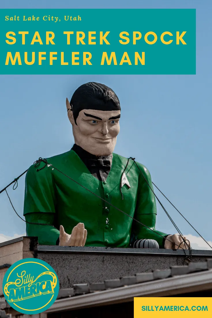 Live Long and Prosper in Salt Lake City Utah when you visit this Star Trek Spock Muffler Man. The Utah roadside attraction at at Rainbow Neon Sign Company honors Leonard Nimoy's Mr. Spock in the form of a weird roadside attraction perfect for any travel bucket list or Utah road trip itinerary.
#StarTrek #UtahRoadsideAttractions #RoadsideAttractions #RoadsideAttraction #RoadTrip #UtahRoadTrip #UtahBucketList #UtahRoadTripItinerary #SaltLakeCityRoadTrip
#WeirdRoadsideAttractions #RoadTripStop