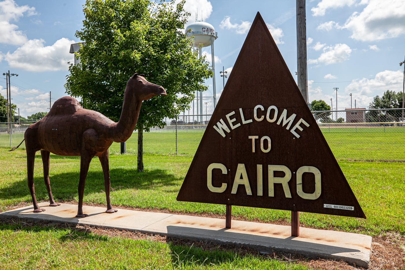 Camel and Pyramid in Cairo, Nebraska | Welcome to Cairo Sign | Roadside Attractions in Nebraska