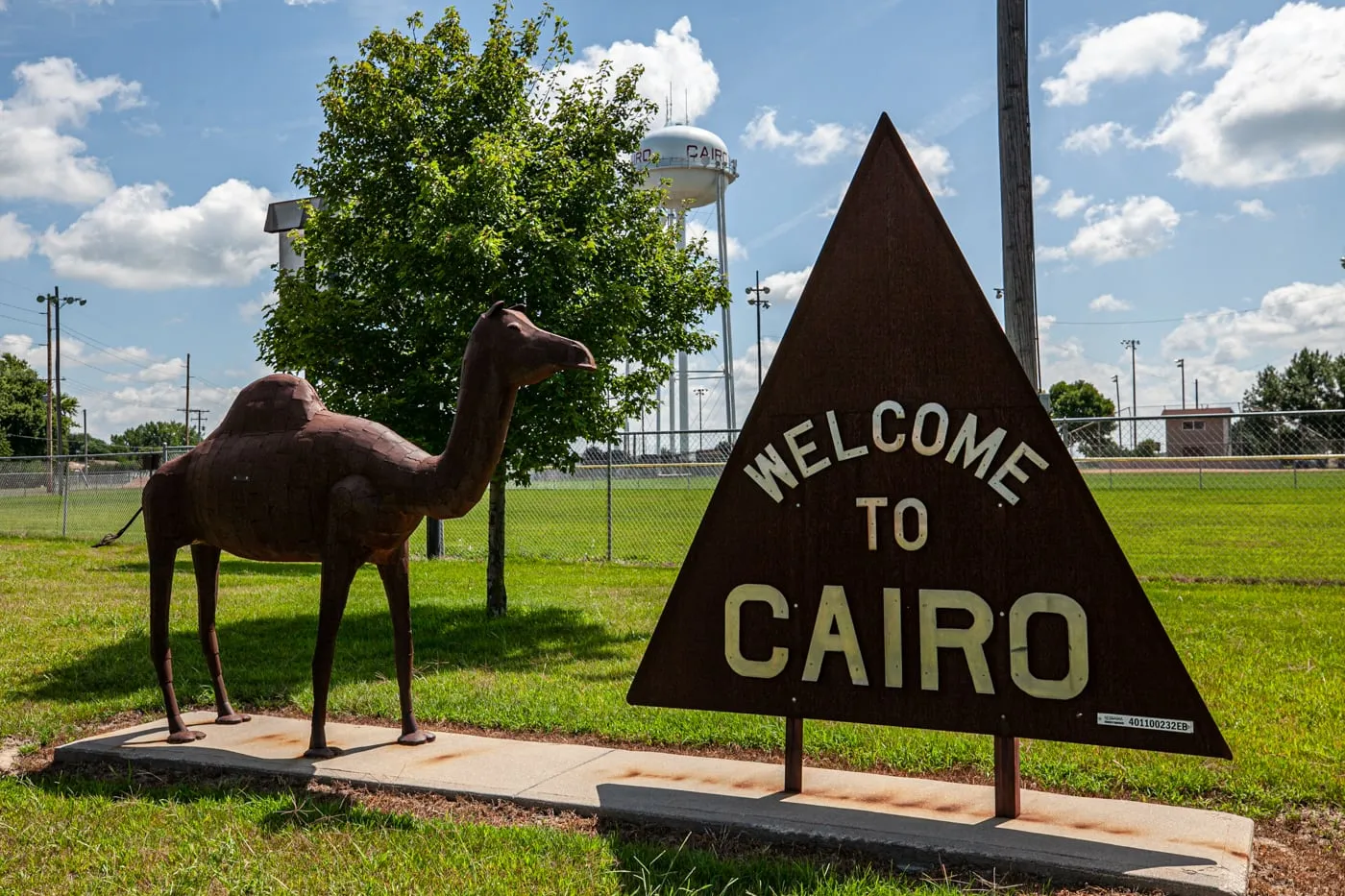 Camel and Pyramid in Cairo, Nebraska | Welcome to Cairo Sign | Roadside Attractions in Nebraska