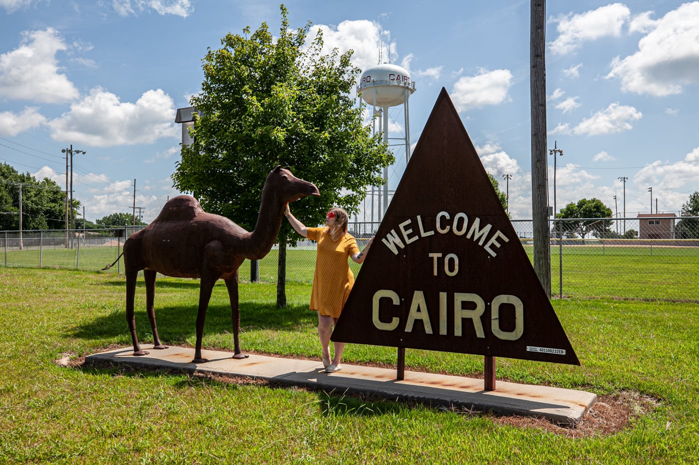 Camel and Pyramid in Cairo, Nebraska | Welcome to Cairo Sign | Roadside Attractions in Nebraska