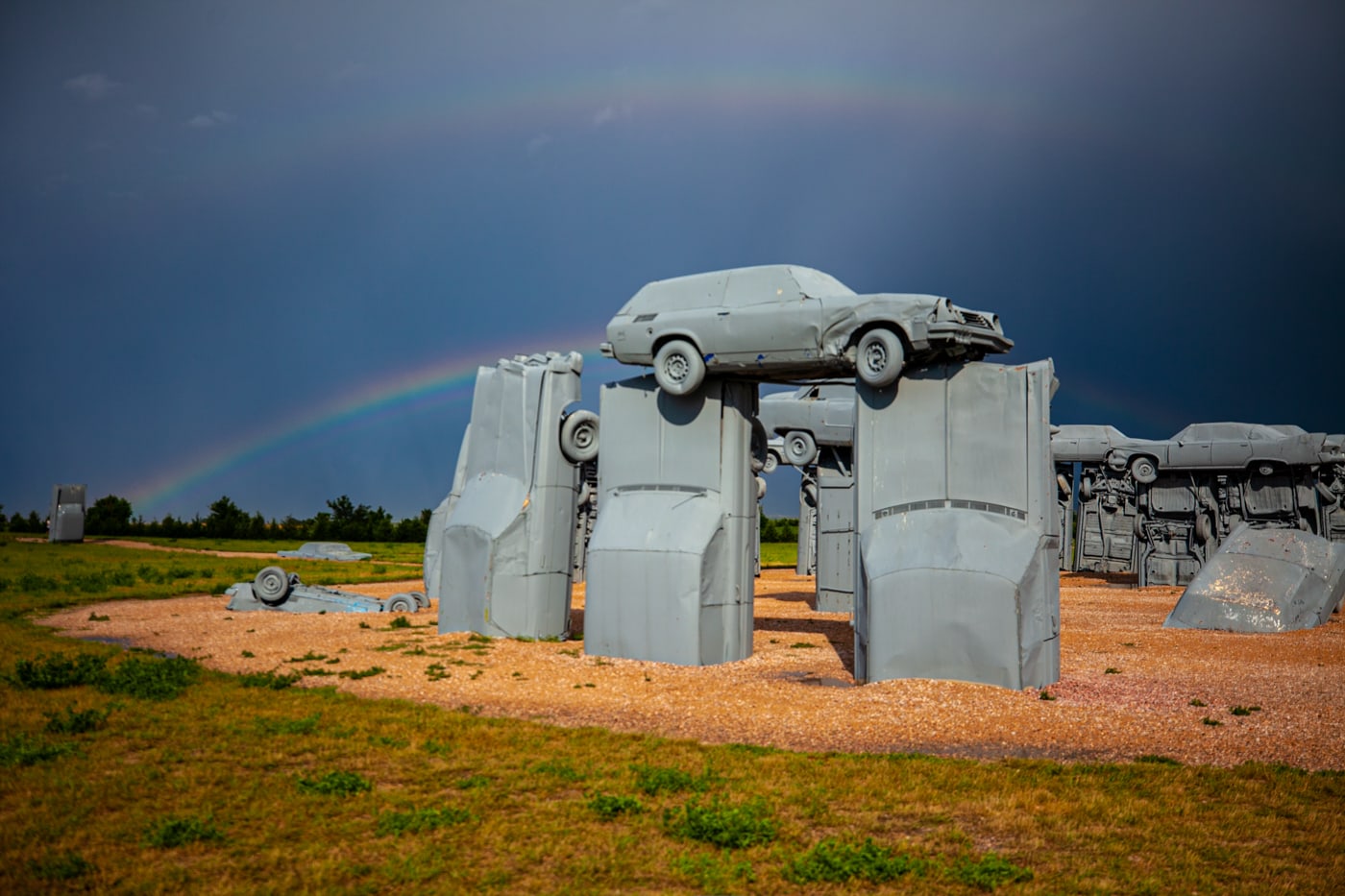 Carhenge v Alliance, Nebraska - Stonehenge vyrobeny z auta silniční atrakce v Nebrasce.