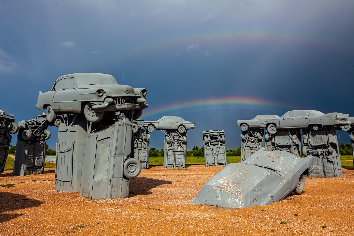 Carhenge en Alliance, Nebraska - Stonehenge hecho de cars roadside attraction en Nebraska.