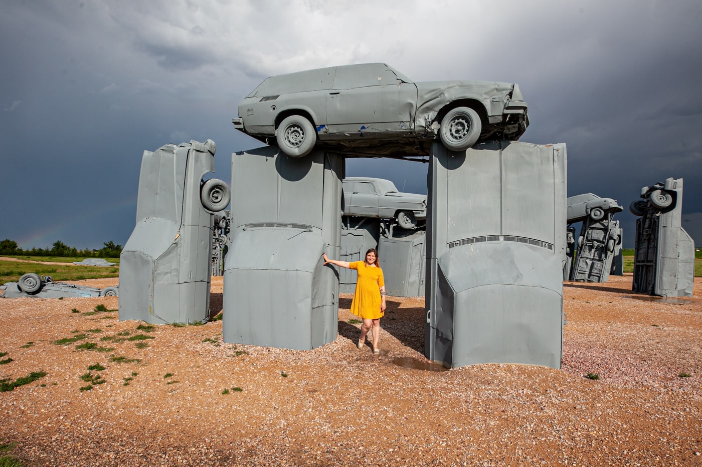 Carhenge v Alliance, Nebraska - Stonehenge vyrobeny z auta silniční atrakce v Nebrasce.