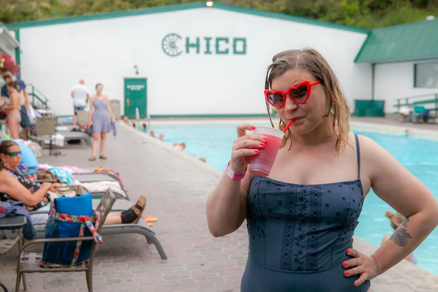 Drinking a Strawberry Daiquiri at Chico Hot Springs Resort and Day Spa in Montana | Montana Road trip stop near Yellowstone National Park