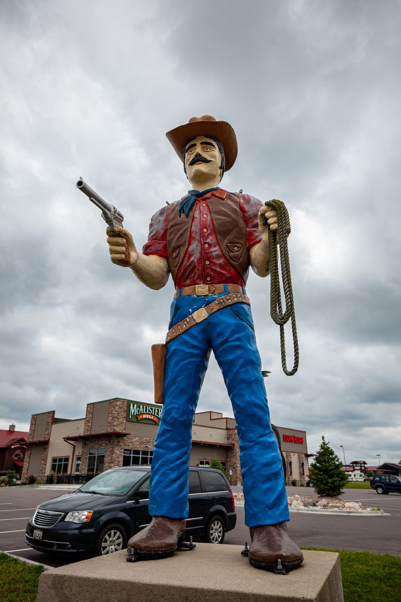 Giant Fiberglass Cowboy Statue in Wisconsin Dells