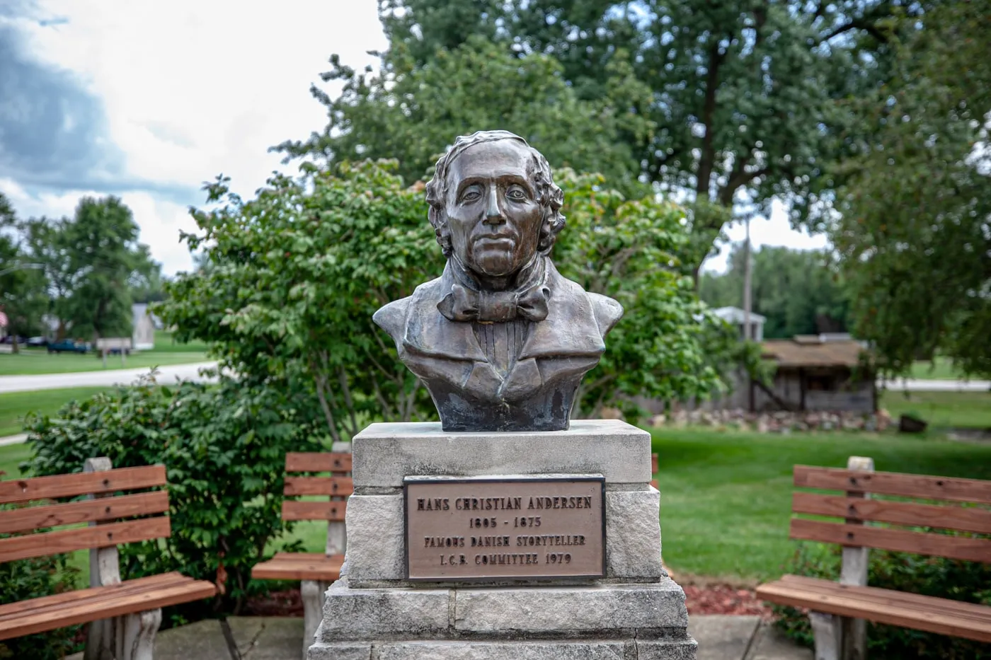 Bust of Hans Christian Andersen in Elk Horn, Iowa | Iowa Roadside Attractions