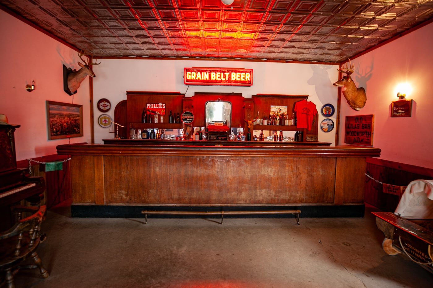 Inside the pioneer saloon at Frontier Village in Jamestown, North Dakota | Roadside Attractions in North Dakota