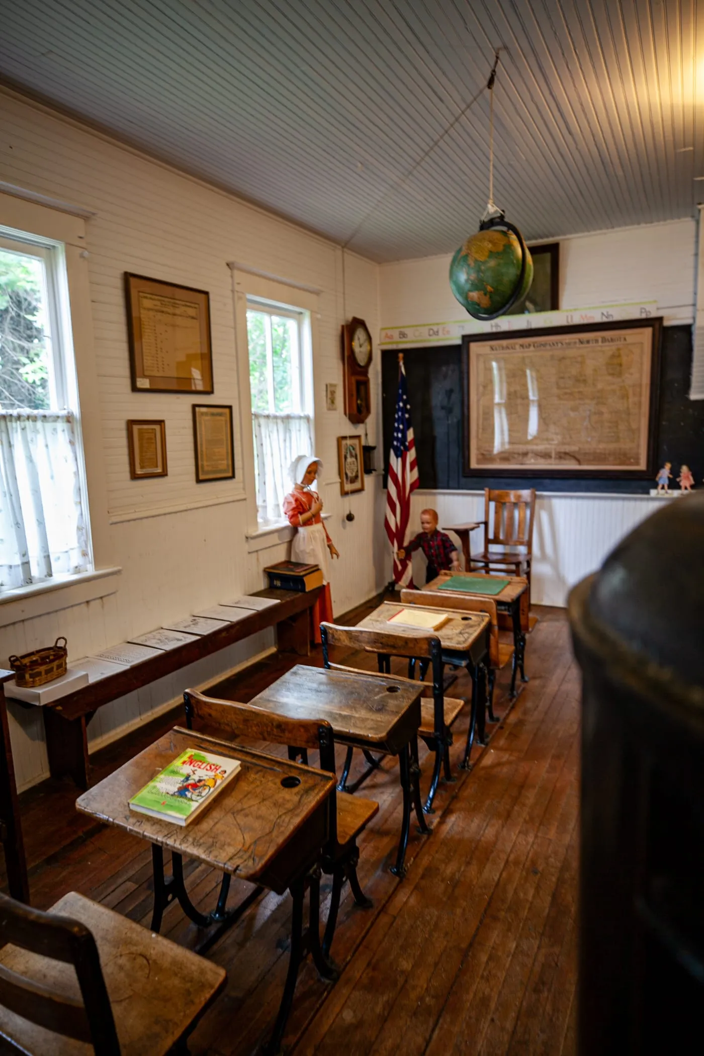 Inside the pioneer school at Frontier Village in Jamestown, North Dakota | Roadside Attractions in North Dakota
