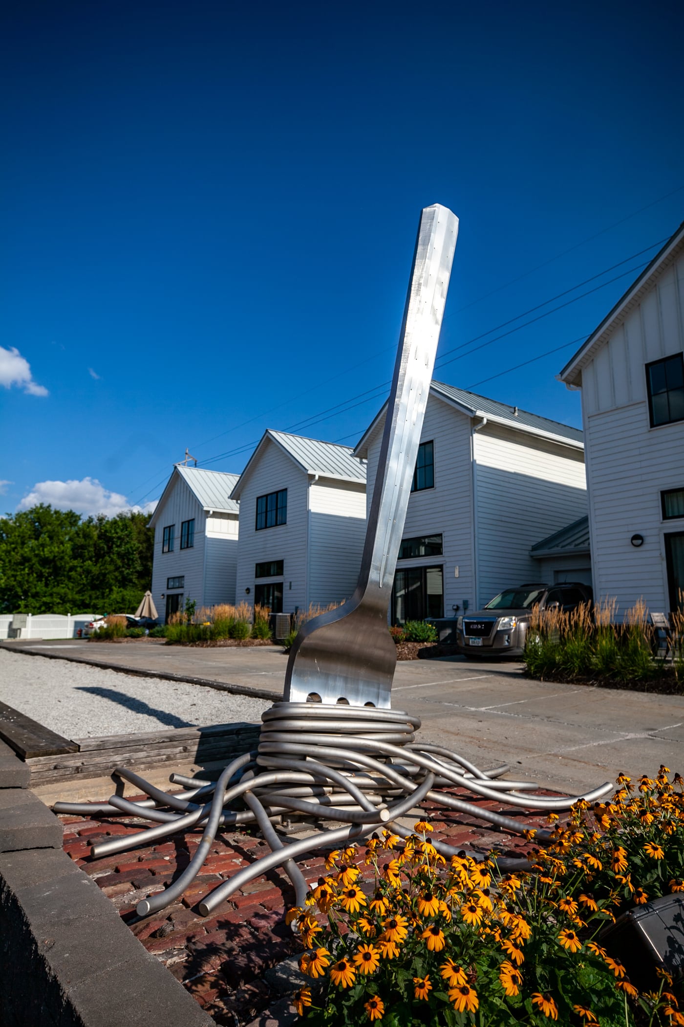 Stile di Famiglia - Family Style Giant Fork with Spaghetti in Omaha, Nebraska - Public Art in Omaha at the Towns of Little Italy - Omaha Roadside Attractions in Nebraska