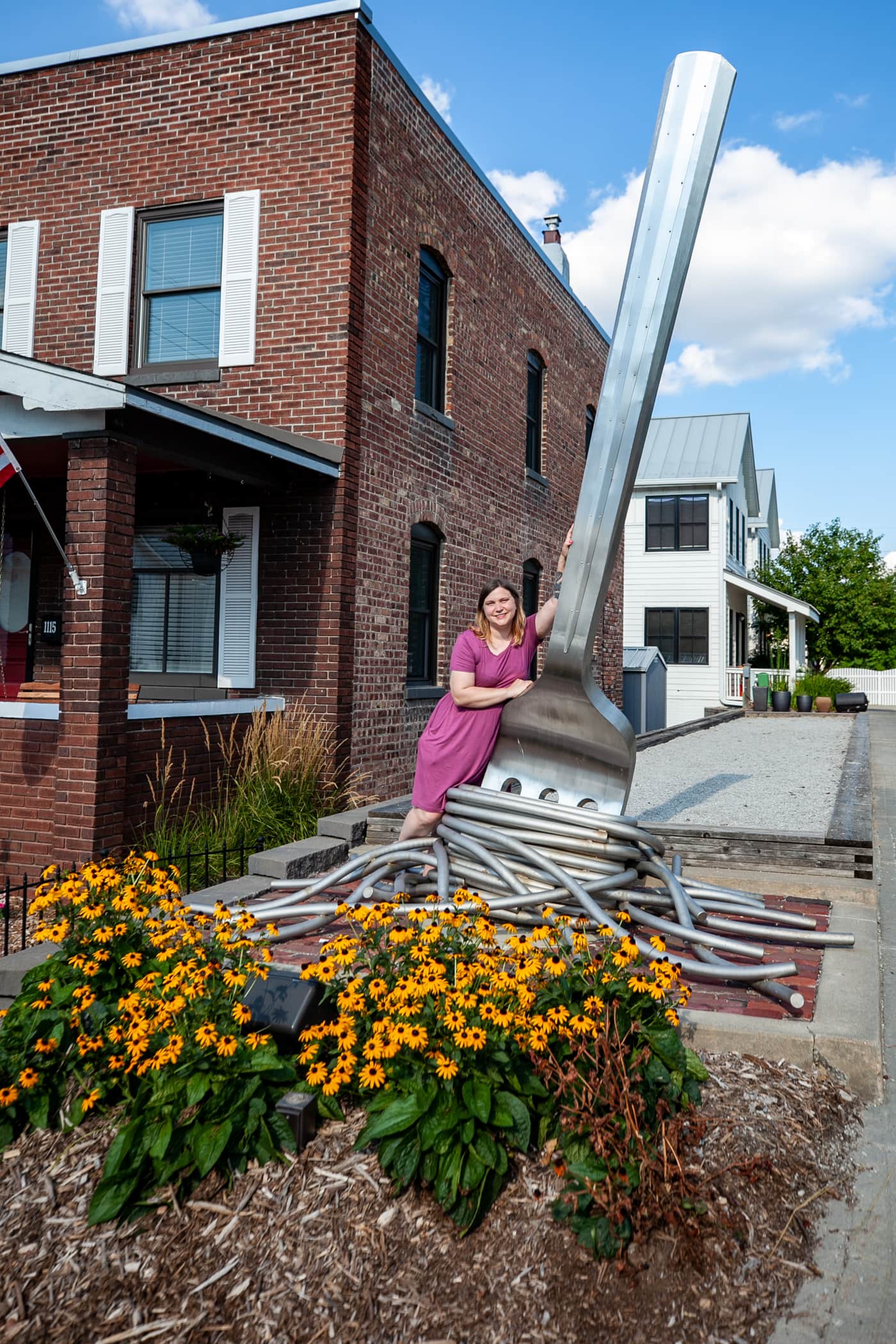 Stile di Famiglia - Family Style Giant Fork with Spaghetti in Omaha, Nebraska - Public Art in Omaha at the Towns of Little Italy - Omaha Roadside Attractions in Nebraska