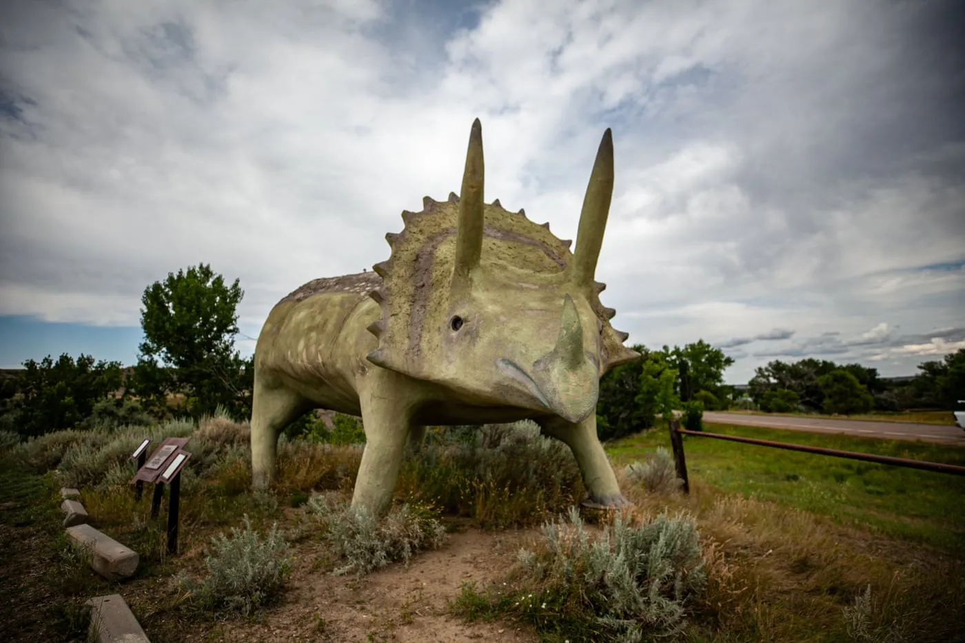 Glendisaurus Triceratops Dinosaur Statue Glendive, Montana | Montana Roadside Attractions