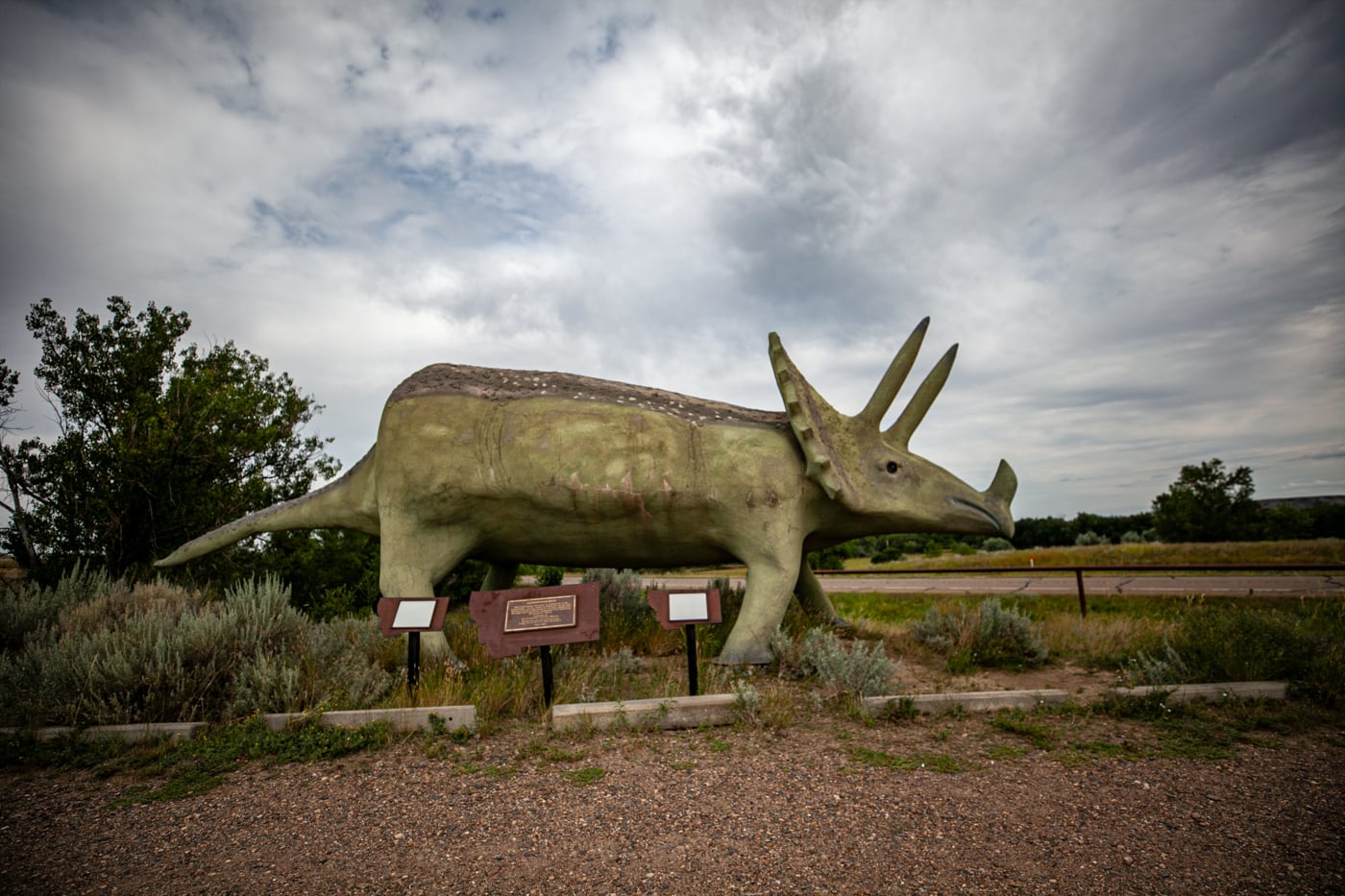 Glendisaurus Triceratops Dinosaur Statue Glendive, Montana | Montana Roadside Attractions