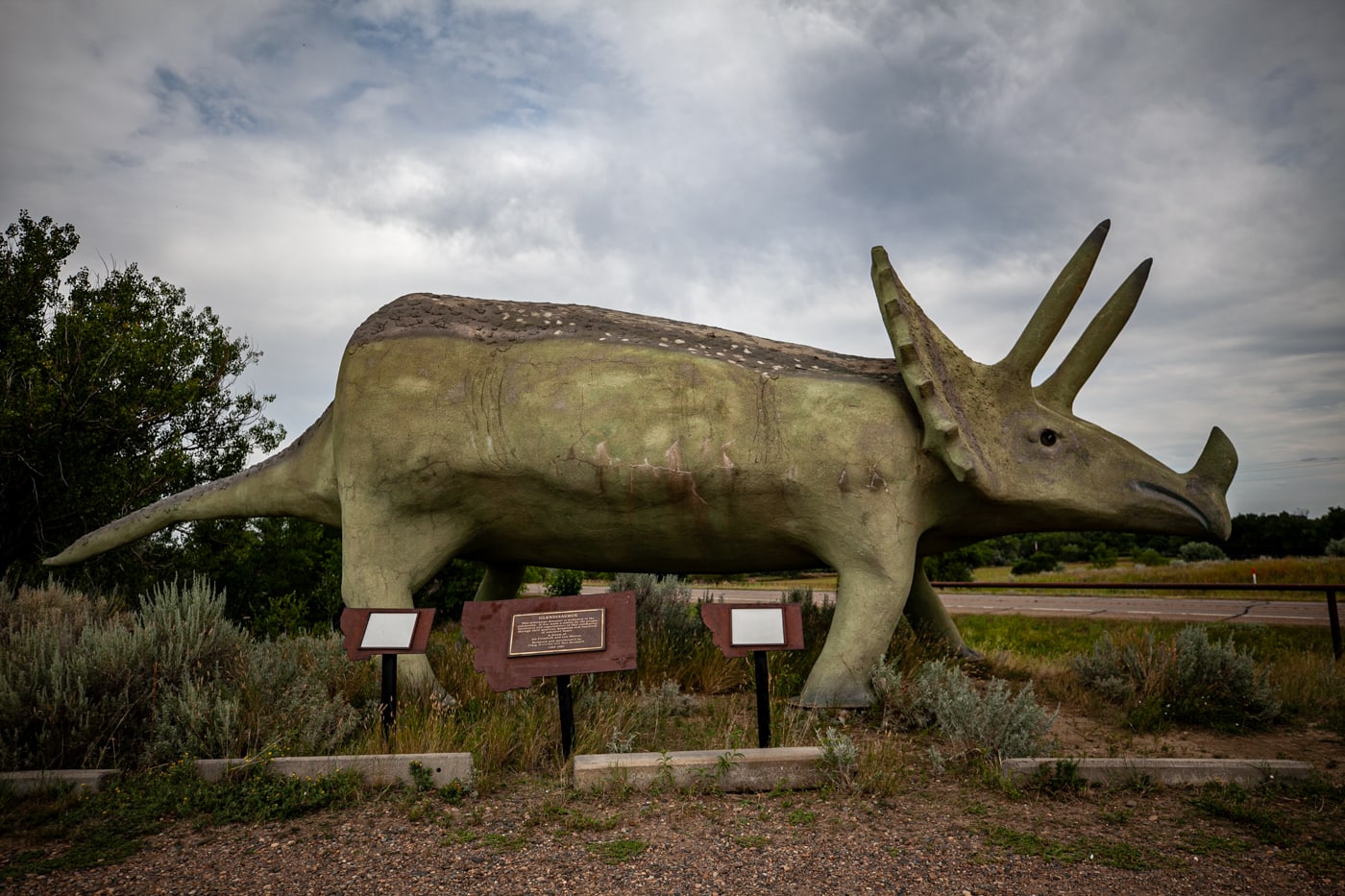 Glendisaurus Triceratops Dinosaur Statue Glendive, Montana | Montana Roadside Attractions