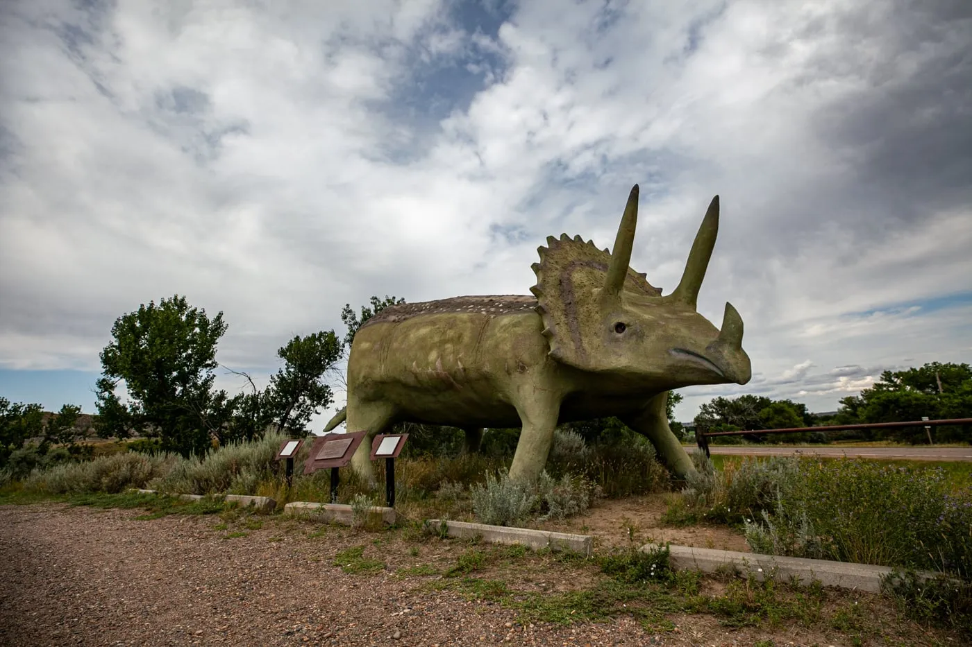 Glendisaurus Triceratops Dinosaur Statue Glendive, Montana | Montana Roadside Attractions