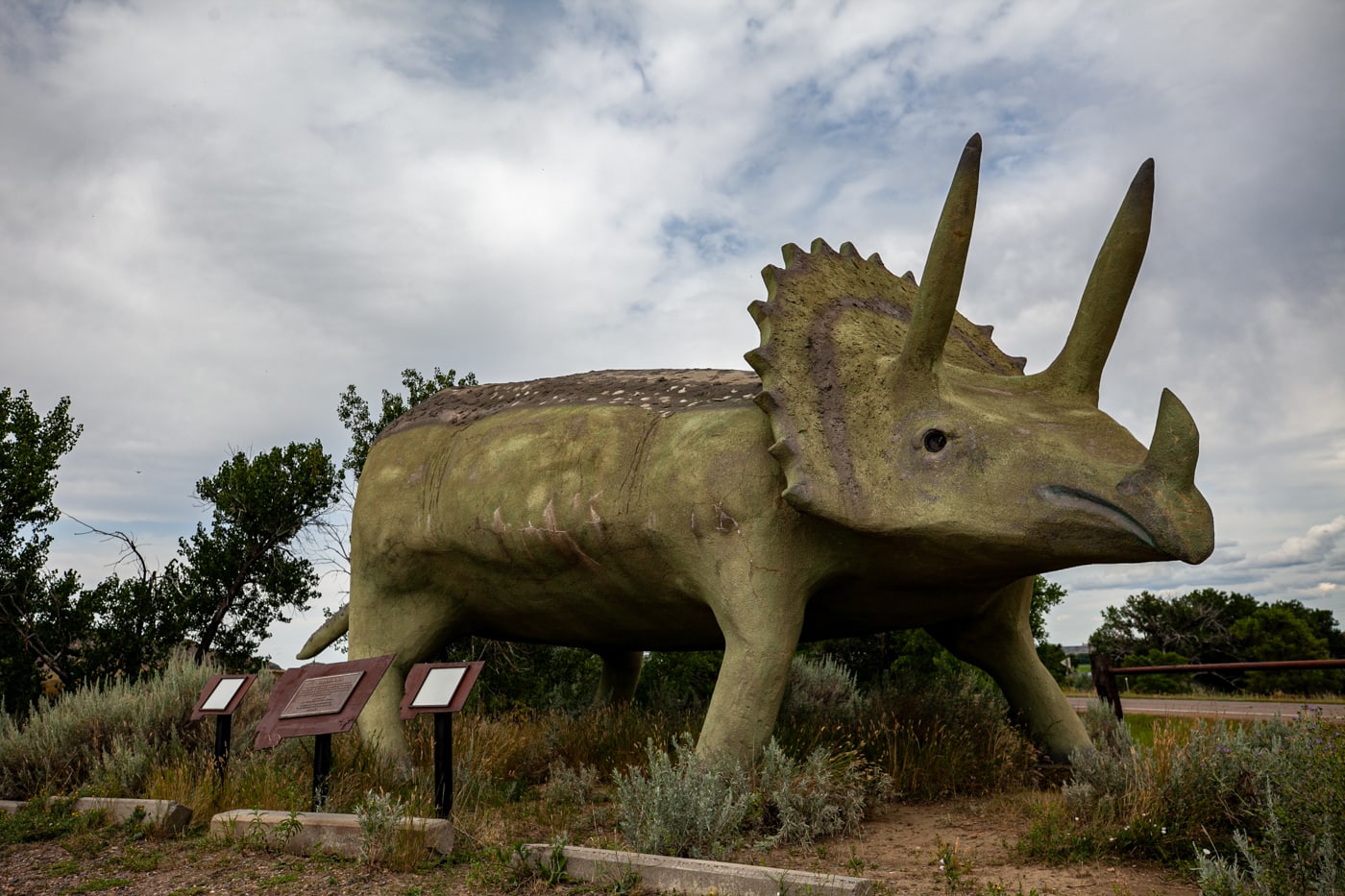 Glendisaurus Triceratops Dinosaur Statue Glendive, Montana | Montana Roadside Attractions