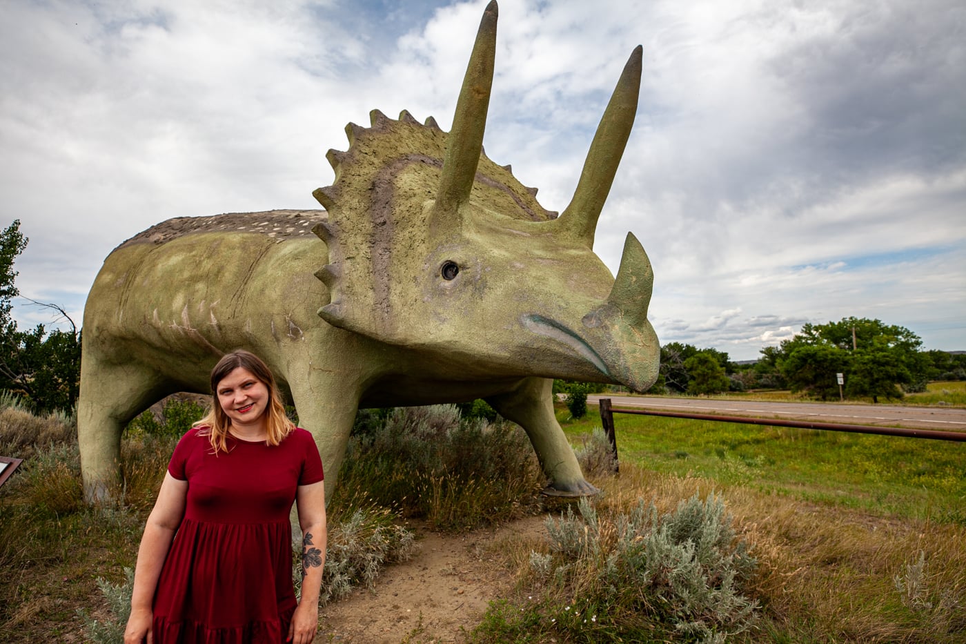 Glendisaurus Triceratops Dinosaur Statue Glendive, Montana | Montana Roadside Attractions