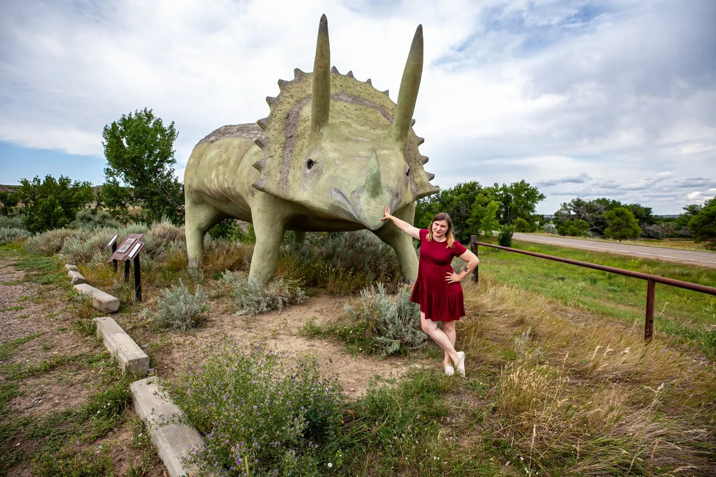 Glendisaurus Triceratops Dinosaur Statue Glendive, Montana | Montana Roadside Attractions