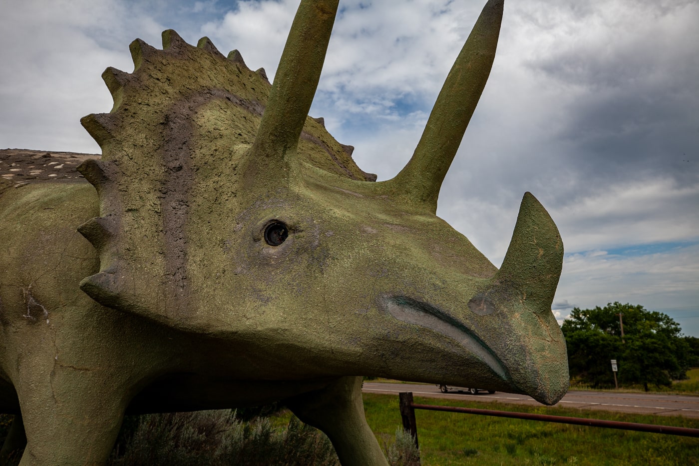 Glendisaurus Triceratops Dinosaur Statue Glendive, Montana | Montana Roadside Attractions