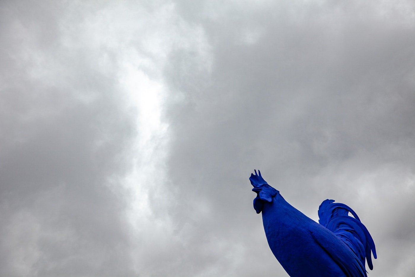 Katharina Fristc's Hahn/Cock - a big blue rooster -  at Minneapolis Sculpture Garden in Minnesota - Minneapolis roadside attractions in Minnesota