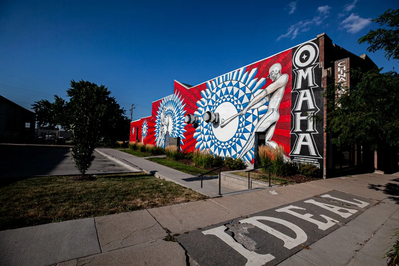 Justin Queal Home Run mural in Omaha, Nebraska - Omaha baseball mural street art