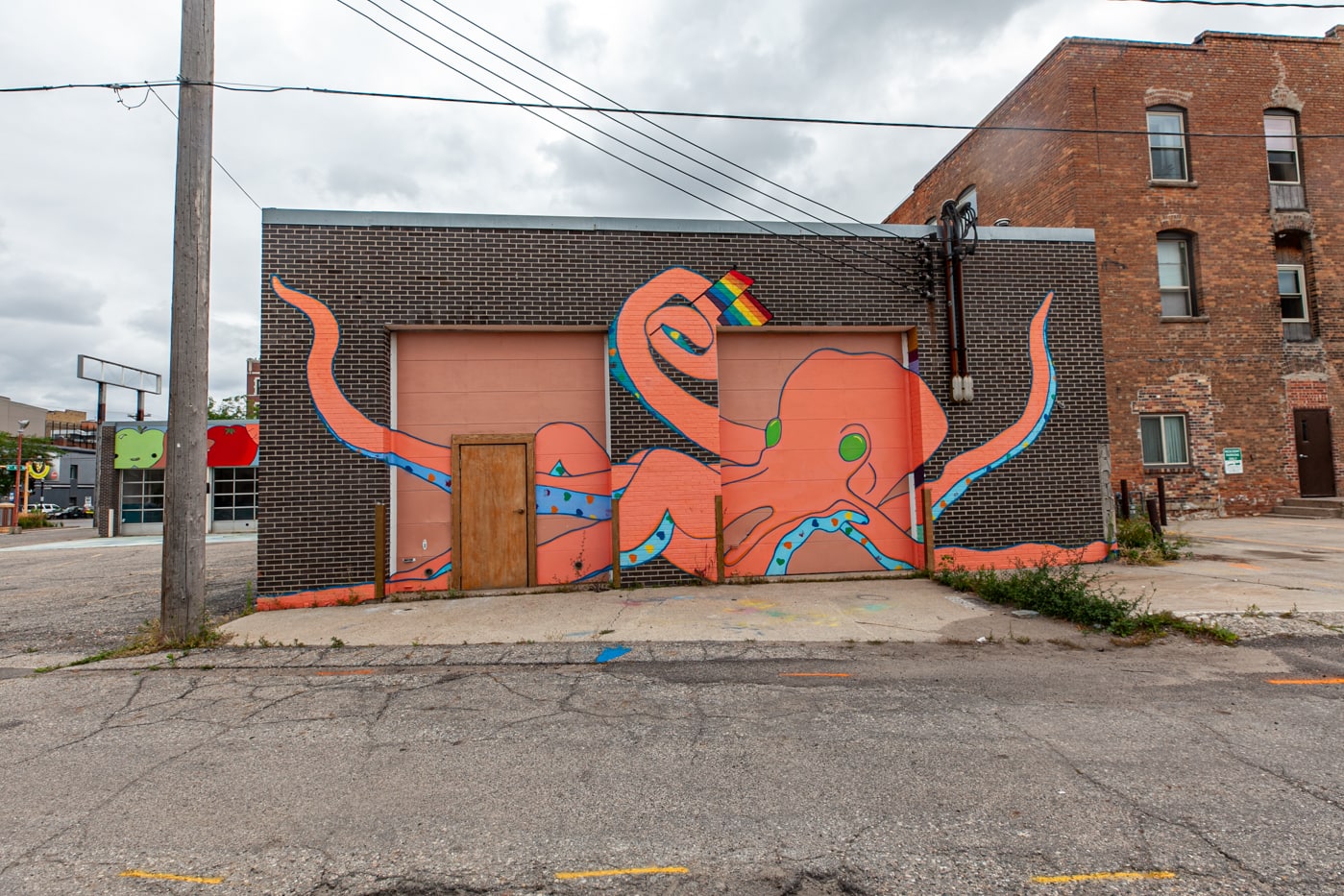 Butter the Octopus Mural in Fargo, North Dakota by artist Olivia Bain - Fargo street art in North Dakota