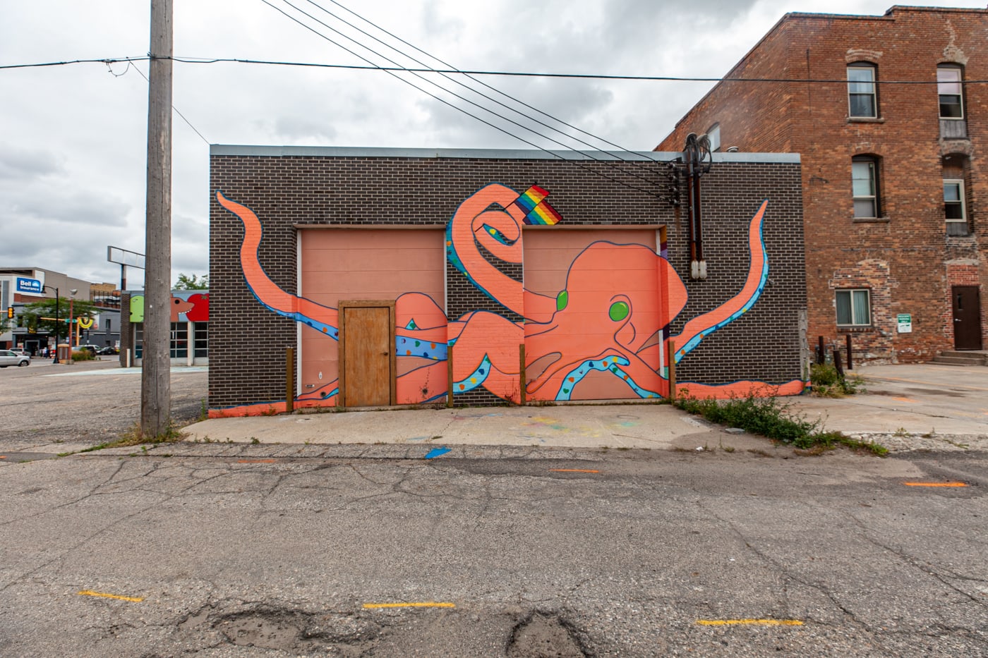 Butter the Octopus Mural in Fargo, North Dakota by artist Olivia Bain - Fargo street art in North Dakota