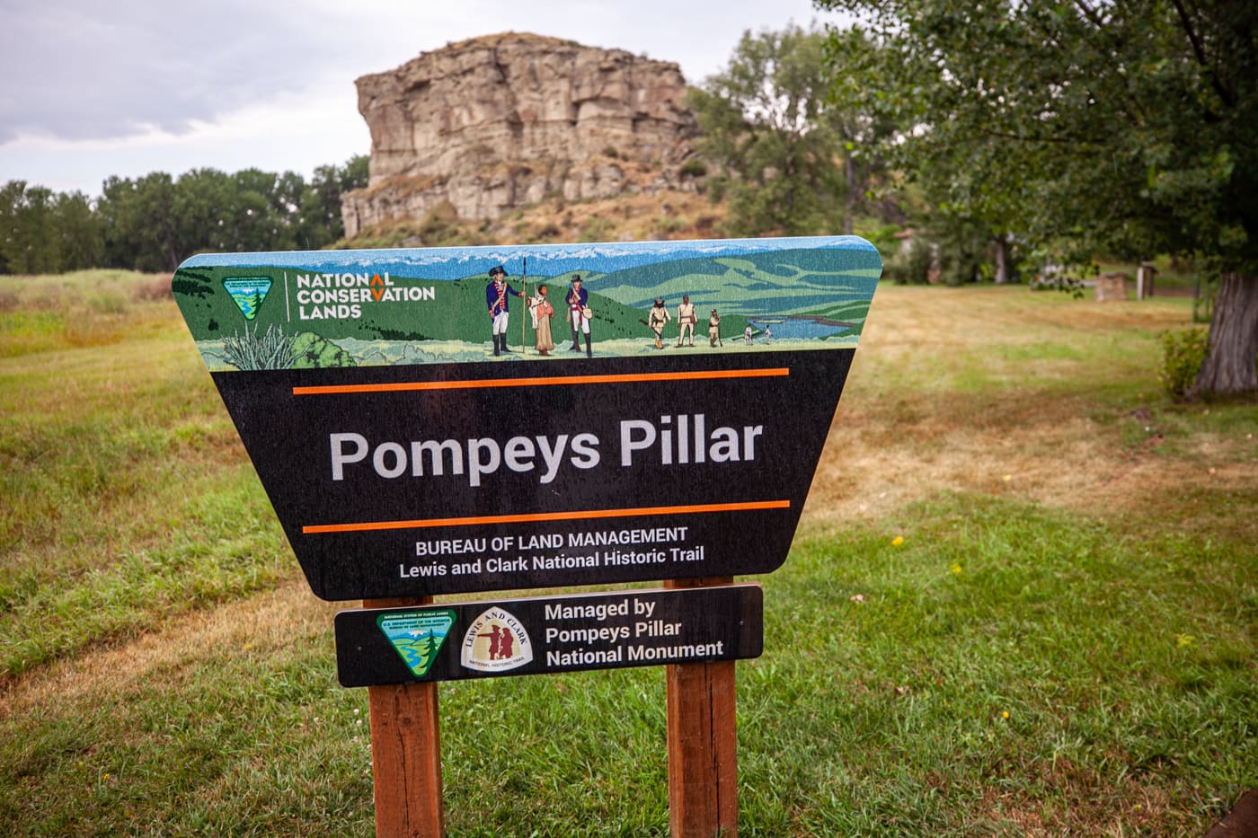 Pompeys Pillar National Monument in Montana | William Clark (Lewis & Clark) carved his name and the date of his visit on a rock bluff next to the Yellowstone River. | Montana tourist attractions and historical monuments