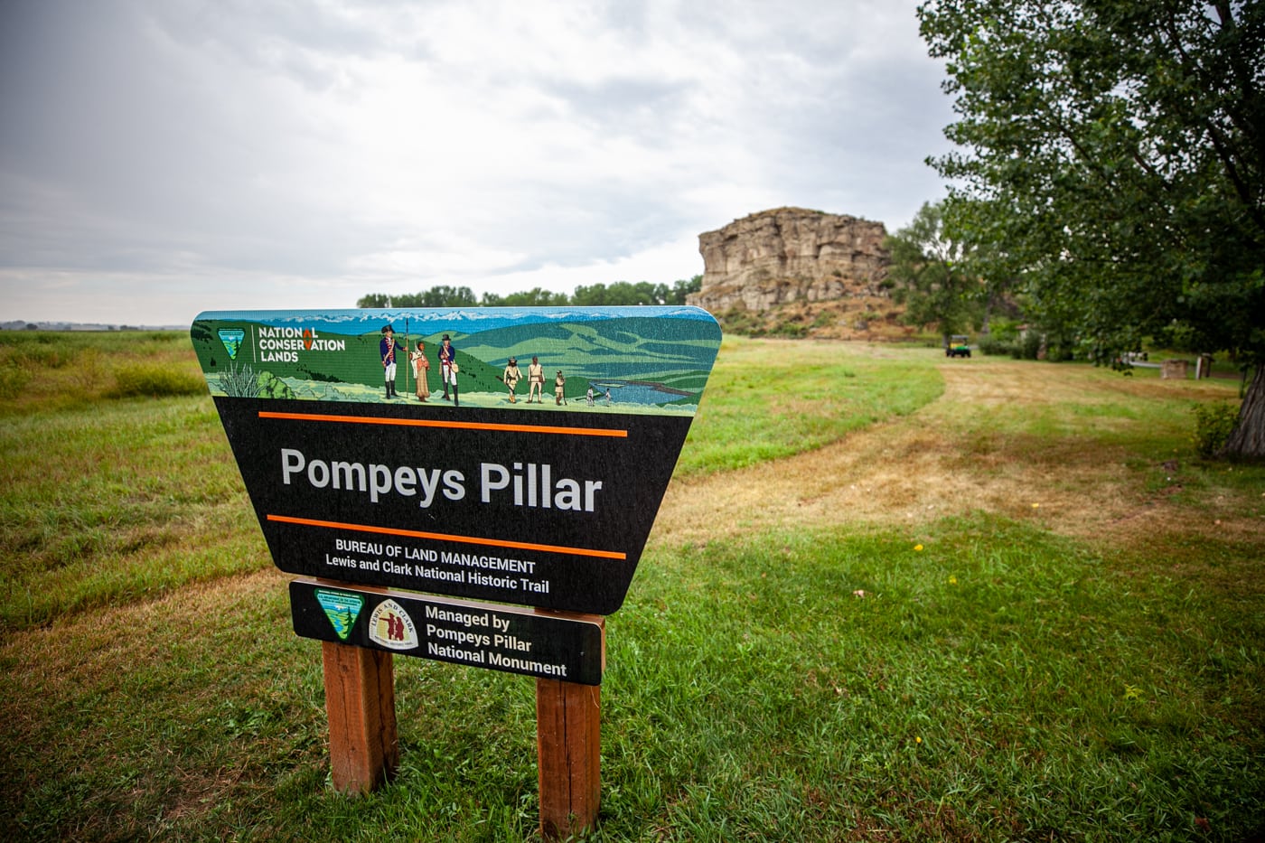 Pompeys Pillar National Monument in Montana | William Clark (Lewis & Clark) carved his name and the date of his visit on a rock bluff next to the Yellowstone River. | Montana tourist attractions and historical monuments