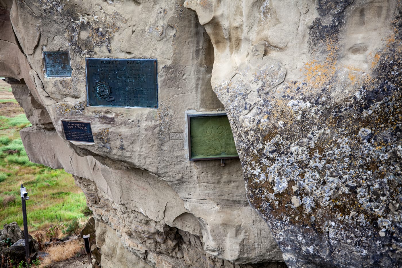 Pompeys Pillar National Monument in Montana | William Clark (Lewis & Clark) carved his name and the date of his visit on a rock bluff next to the Yellowstone River. | Montana tourist attractions and historical monuments