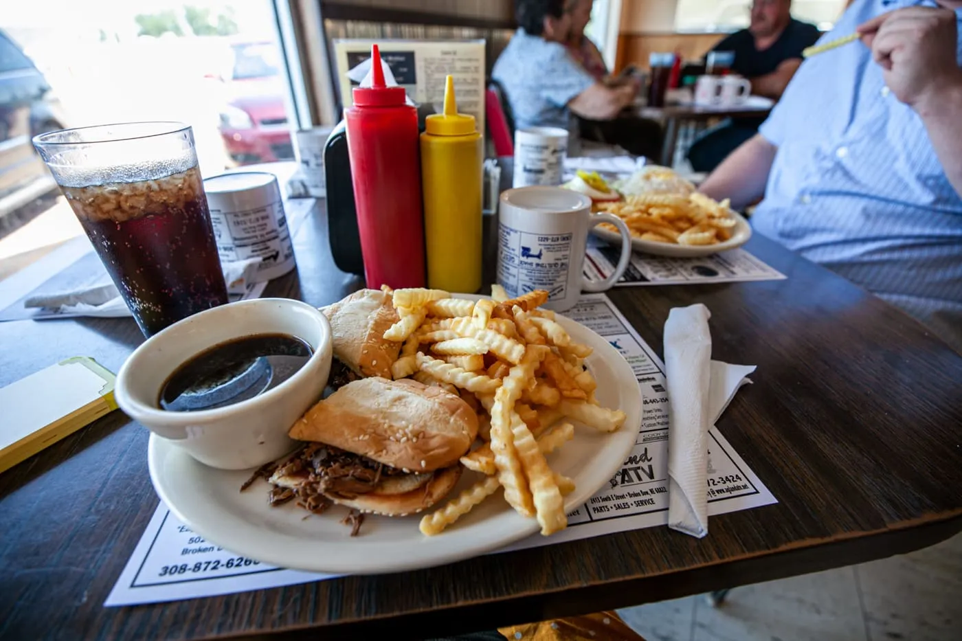 Driving the Nebraska Sandhills Journey Scenic Byway | French Dip at Lunch at Tumbleweed Café in Broken Bow, Nebraska