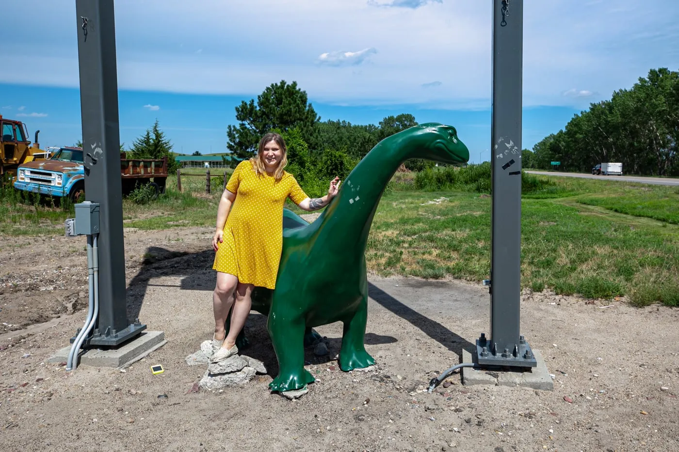 Sinclair Dinosaur in Thedford, Nebraska at a Sinclair Gas Station on the Sandhills Journey Scenic Byway | Nebraska Roadside Attractions