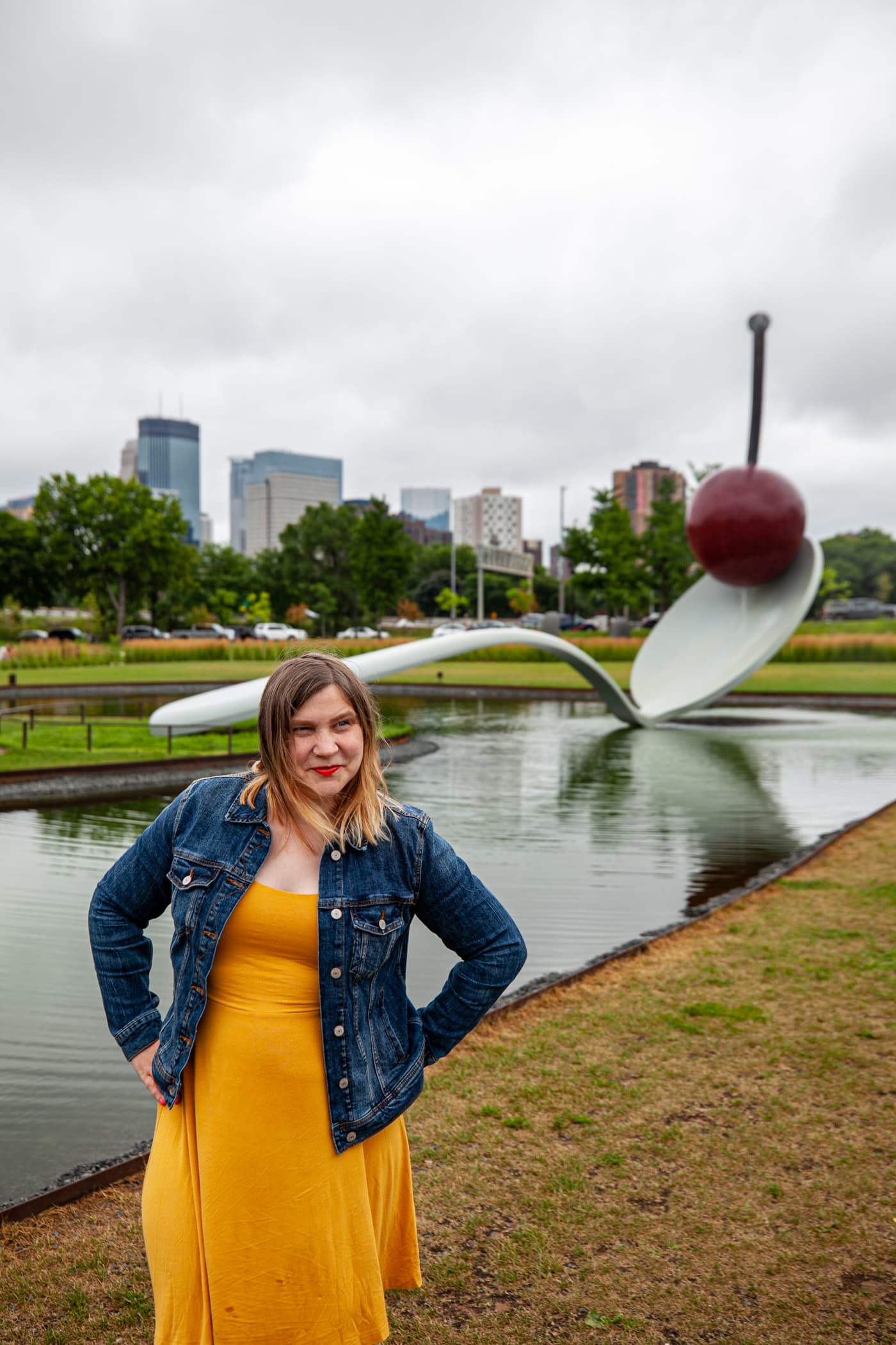 Spoonbridge and Cherry sculpture in Minneapolis, Minnesota | Giant Spoon and Cherry Roadside Attraction at Minneapolis Sculpture Garden in Minnesota