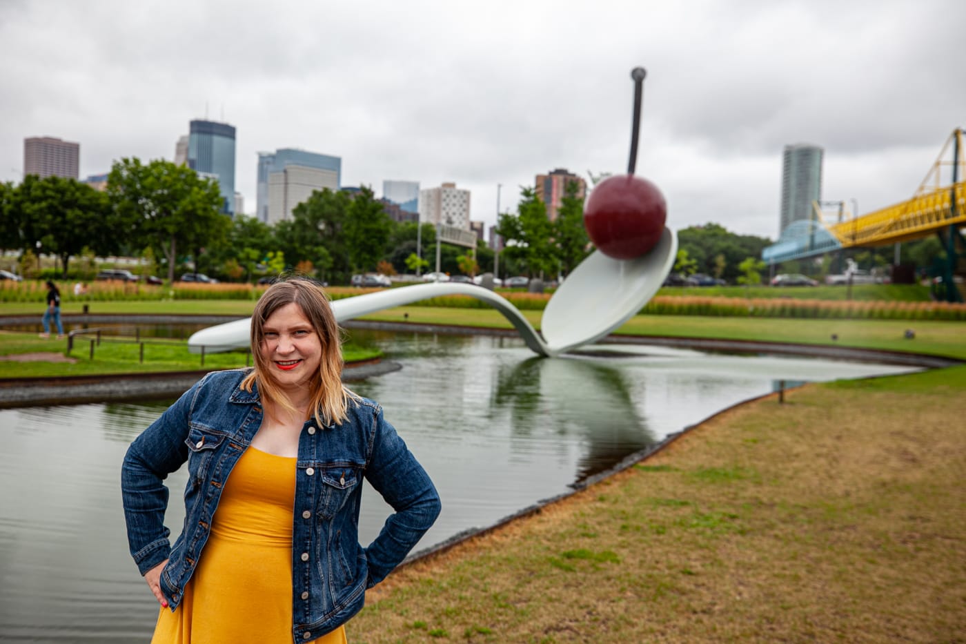 Spoonbridge and Cherry sculpture in Minneapolis, Minnesota | Giant Spoon and Cherry Roadside Attraction at Minneapolis Sculpture Garden in Minnesota