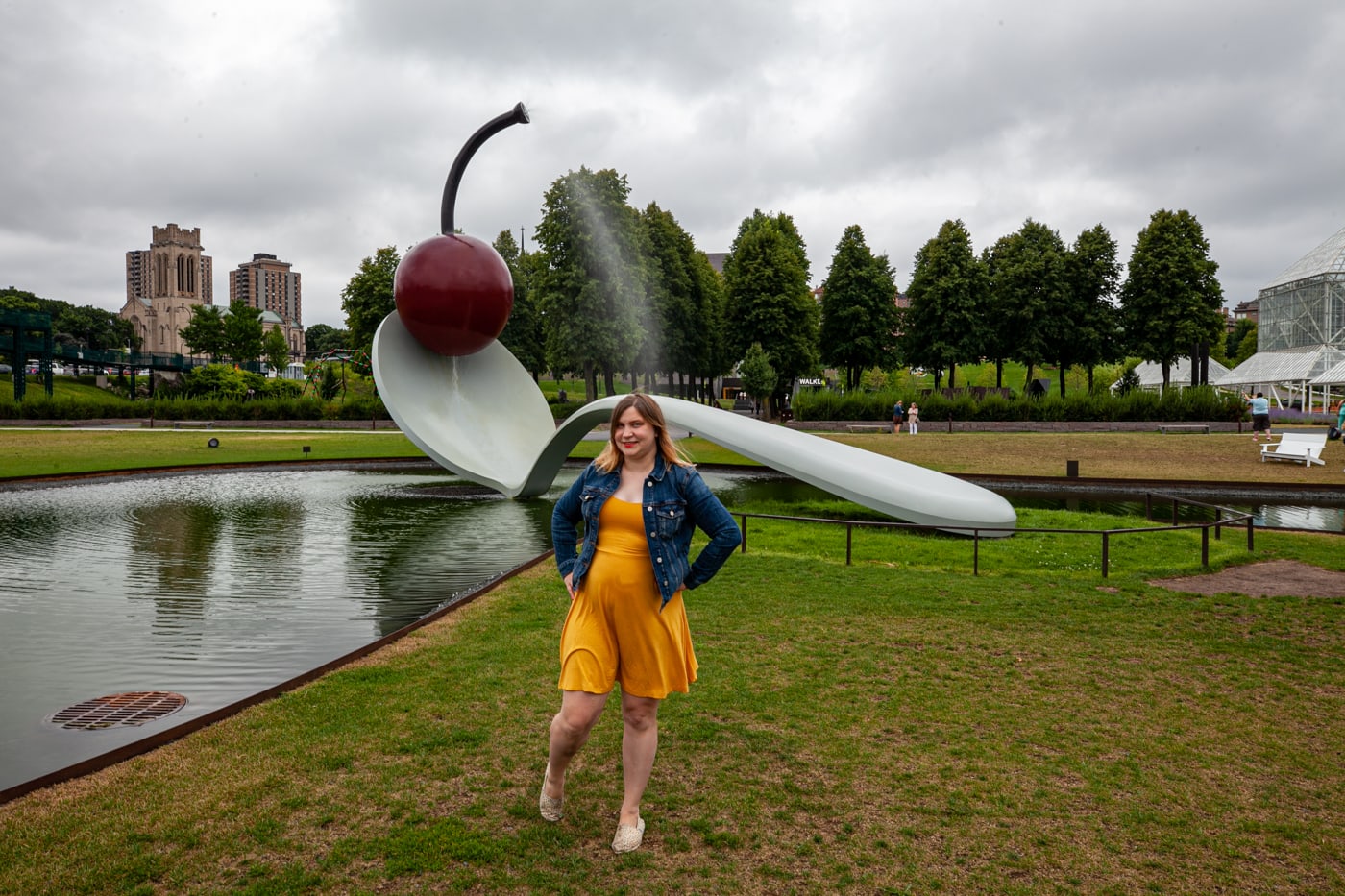 Spoonbridge and Cherry sculpture in Minneapolis, Minnesota | Giant Spoon and Cherry Roadside Attraction at Minneapolis Sculpture Garden in Minnesota