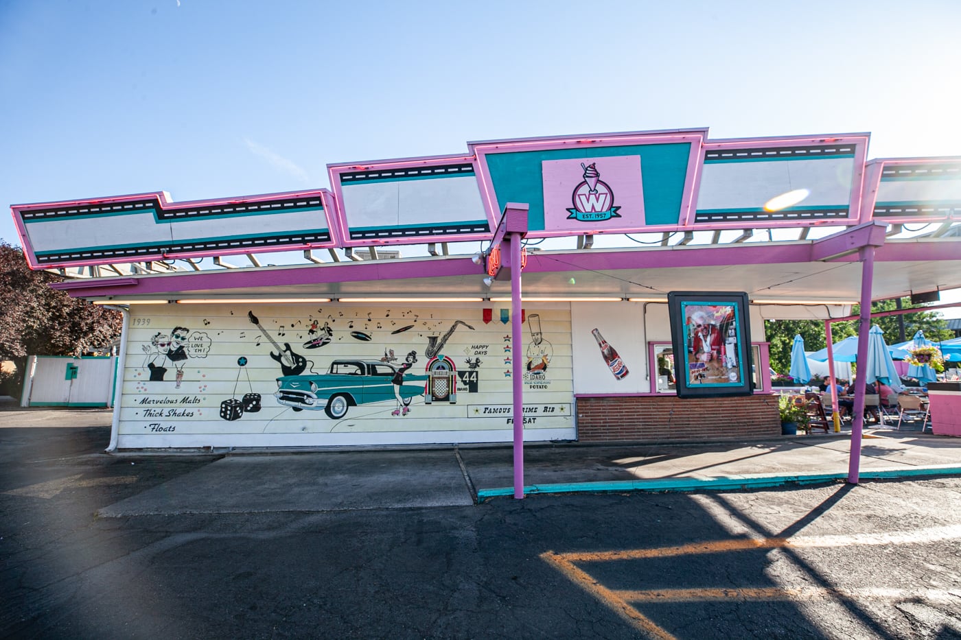 Westside Drive In in Boise, Idaho - a classic pink diner featured on Diners, Drive Ins, and Dives.