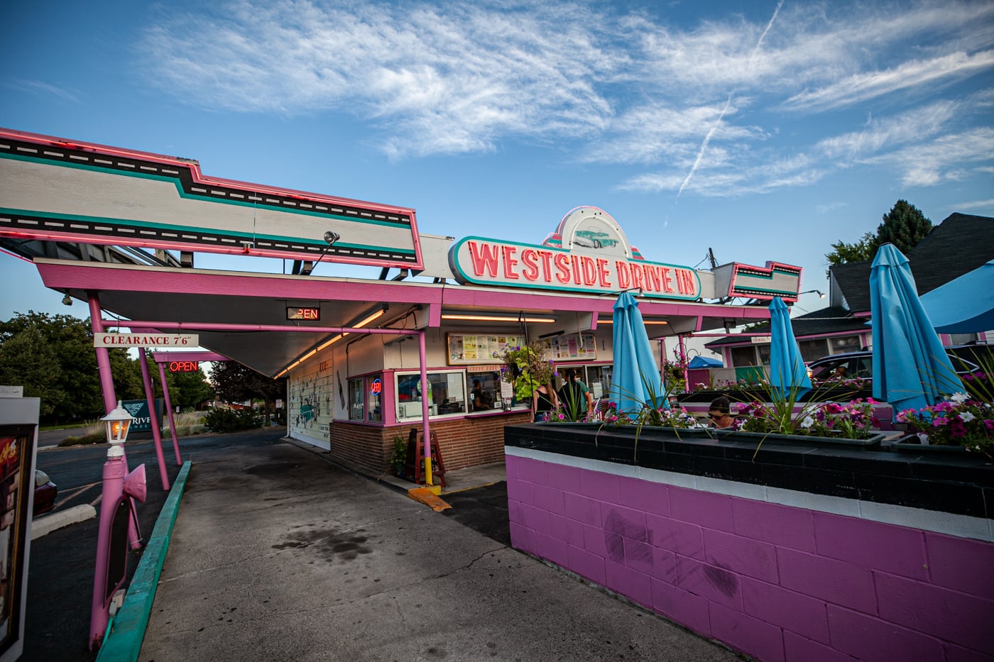 Westside Drive In in Boise, Idaho - a classic pink diner featured on Diners, Drive Ins, and Dives.