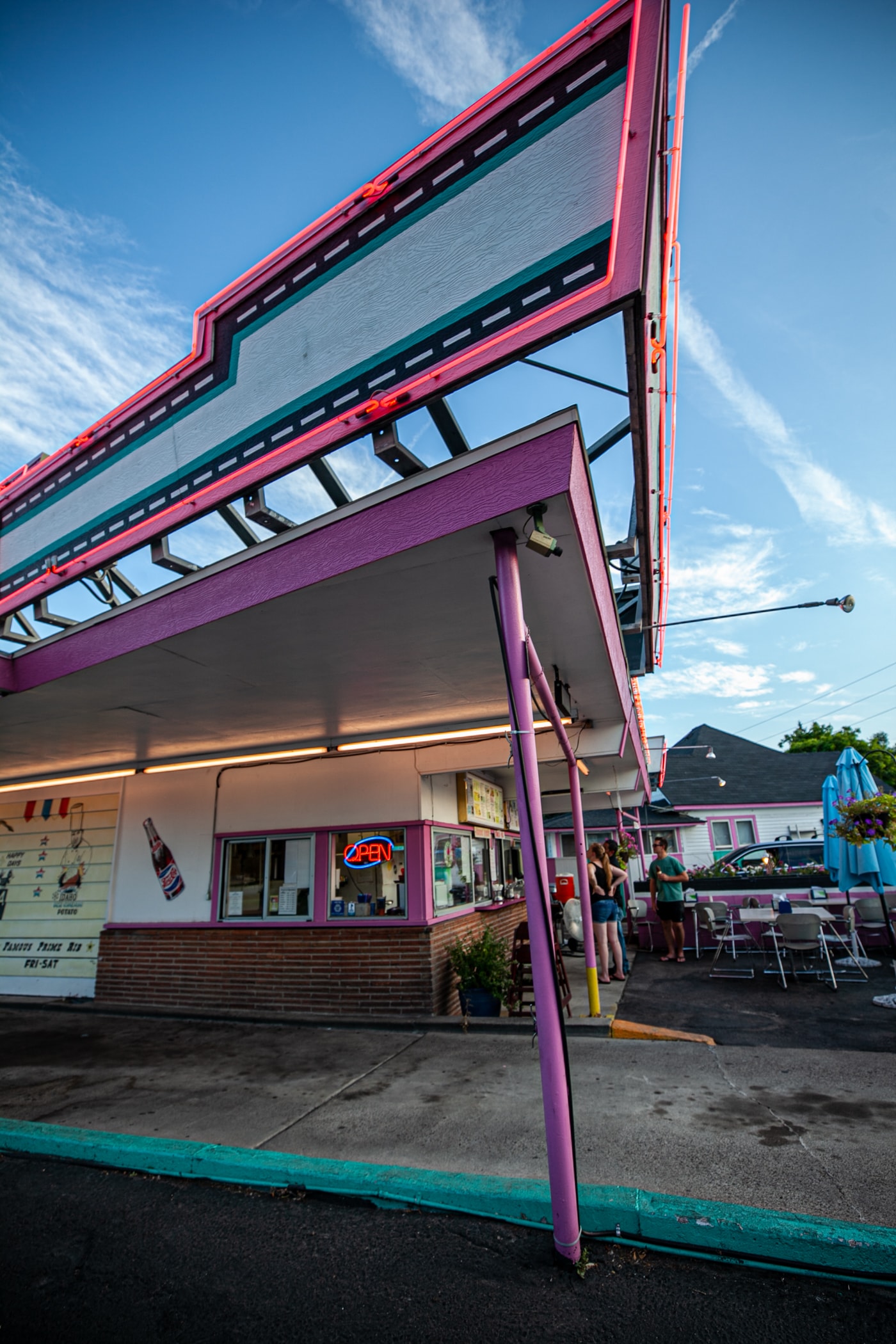 Westside Drive In in Boise, Idaho - a classic pink diner featured on Diners, Drive Ins, and Dives.