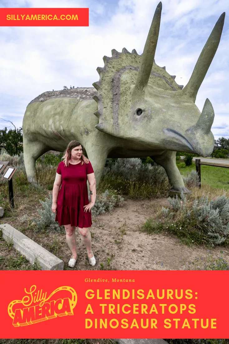 The ten-foot-tall life size Glendisaurus dinosaur statue is a Montana roadside attraction in Glendive. The giant dinosaur is a based on a Triceratops and makes a weird road trip stop on your Montana road trip. Add this to your travel bucket list or visit on your vacation with kids.
#RoadsideAttractions #WeirdRoadsideAttractions #RoadTripStops #WorldsLargestRoadsideAttractions #RoadTrip #MontanaRoadsideAttractions #MontanaRoadTrip #MontanaRoadTripItinerary #MontanaRoadTripBucketLists