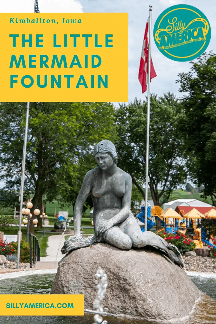 The Little Mermaid Fountain in Kimballton, Iowa is a bronze sculpture that is an exact replica of the beloved tourist attraction in Copenhagen Denmark. Add this weird roadside attraction to your Iowa road trip itinerary and travel bucket list. This thing to do is a fun stop for travel with kids or adults.
#IowaRoadsideAttractions #IowaRoadsideAttraction #RoadsideAttractions #RoadsideAttraction #RoadTrip #IowaRoadTrip #IowaThingsToDo #WeirdRoadsideAttractions #RoadTripStops