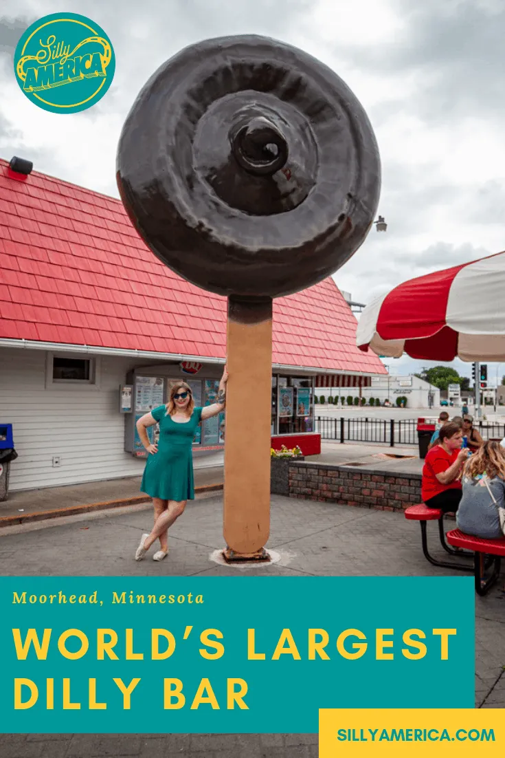 The Dilly Bar was invented in 1955 at the Moorhead Dairy Queen in Minnesota. To honor their legacy they installed the World's Largest Dilly Bar. Visit this Minnesota roadside attraction on your next road trip or weekend getaway. A fun stop on a summer road trip with kids or friends!
#MinnesotaRoadsideAttractions #RoadsideAttractions #RoadsideAttraction #RoadTrip #MinnesotaRoadTrip #MinnesotaRoadTripBucketLists #MinnesotaBucketList #MinnesotaRoadTripIdeas #MinnesotaRoadTripWithKids
